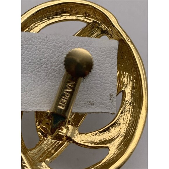 Vintage Signed Napier Gold Tone Earrings Adjustable Screw Back Signed - Picture 4 of 10